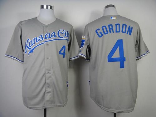Royals #4 Alex Gordon Grey Cool Base Stitched MLB Jersey - Click Image to Close